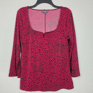 BOLD Elements Leopard Print Top Red Black L
